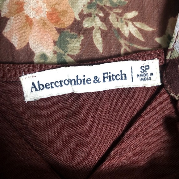 Abercrombie & Fitch‎ Women's Brown Floral Boho Tiered Babydoll Mini Dress Size S - Picture 12 of 16